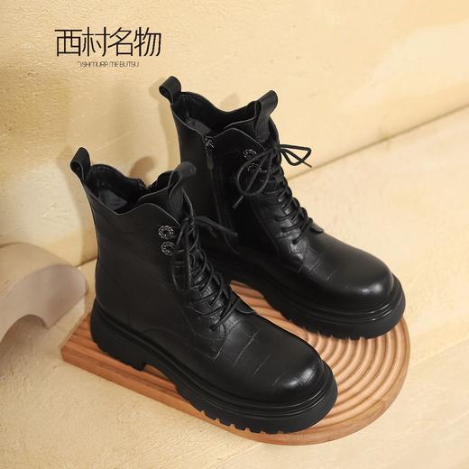 西村名物2021冬季新款时尚低帮马丁靴系带T21DS45851 商品图3
