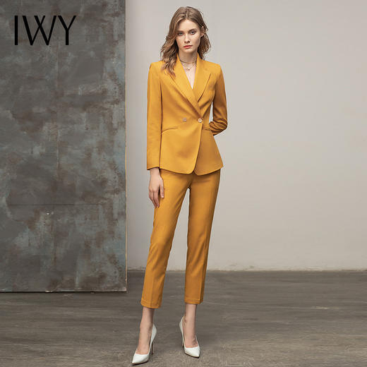IWY/西装套装女黄色高档职业装气质女神范时尚正装套裤工作服CP11348 商品图7