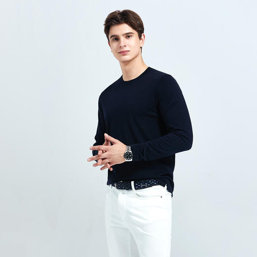 GOOD LUCK德鲨丝绵羊绒羊毛混纺多色圆领打底针织衫LR03236 商品图5