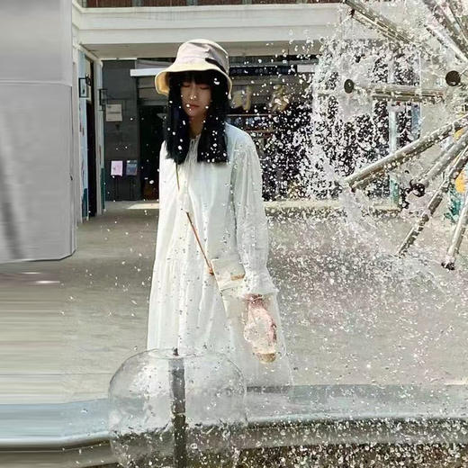 famecoco范可儿连衣裙女V领荷叶袖百褶中长裙F201FA034 商品图2