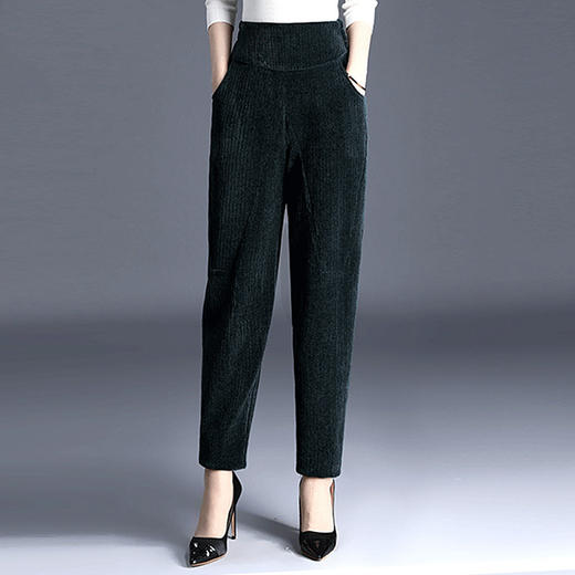 束脚长裤子女秋冬季新款高腰直筒裤宽松显瘦灯芯绒休闲萝卜裤百搭 HH2341 商品图4