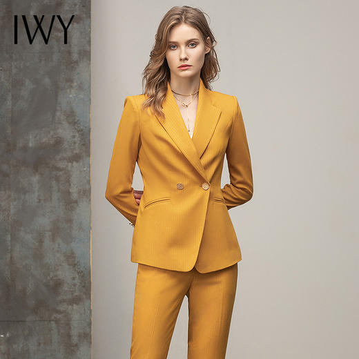 IWY/西装套装女黄色高档职业装气质女神范时尚正装套裤工作服CP11348 商品图12
