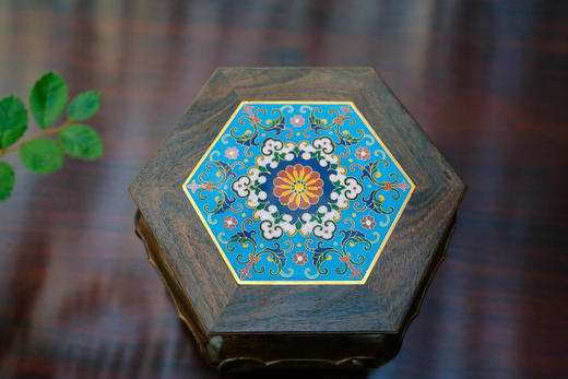 「小叶紫檀」八角紫檀座几（景泰蓝） 商品图0