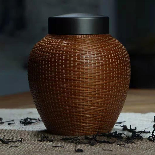 竹丝扣瓷茶叶罐 商品图0