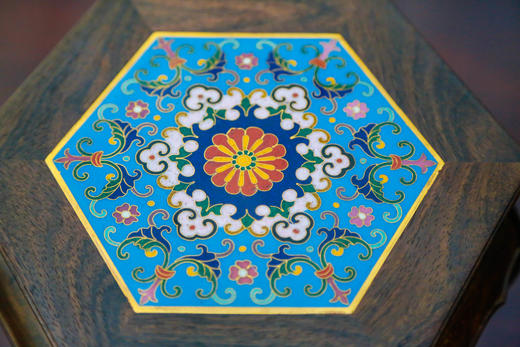 「小叶紫檀」八角紫檀座几（景泰蓝） 商品图2