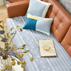 蓝色条纹提花棉麻四季通用素色沙发巾 商品缩略图0