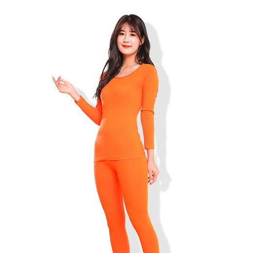 【双十一购物狂欢节 买即送同款内衣~拍一发二任选！！！】2021时尚新款秋冬季保暖内衣套装薄款女士无缝美体棉毛衫纯色圆领塑身 商品图3