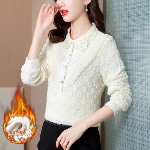 MZ  116673洋气加绒打底衫潮款POLO领衬衫 商品图0