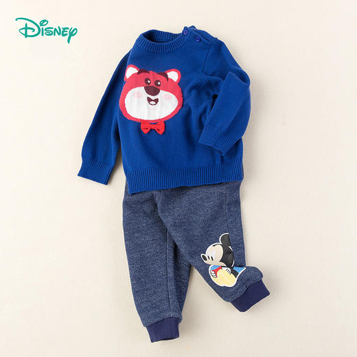 迪士尼男童米奇卡通宝宝春秋保暖抓绒裤子仿牛仔长裤 商品图5