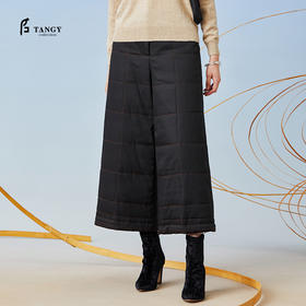 TANGY Collection/天意精品2021年秋冬新品方纹线迹莨绸阔腿裤棉裤