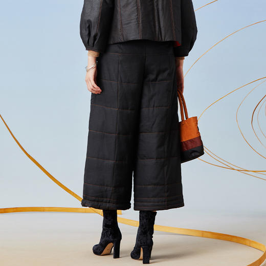 TANGY Collection/天意精品2021年秋冬新品方纹线迹莨绸阔腿裤棉裤 商品图2