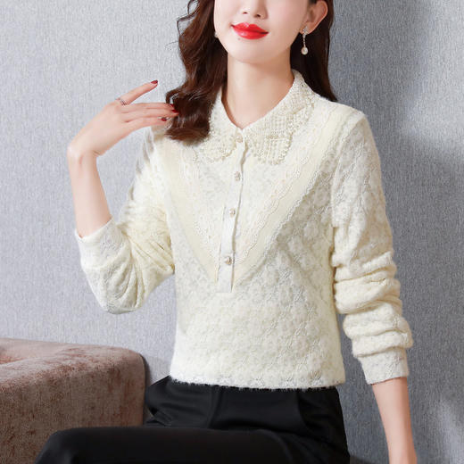 MZ  116673洋气加绒打底衫潮款POLO领衬衫 商品图2