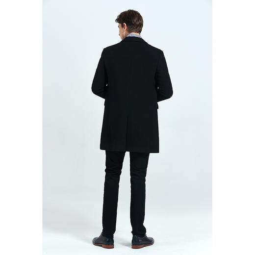 GOOD LUCK德鲨羊毛混纺经典平驳领长款大衣L275785-810 商品图3