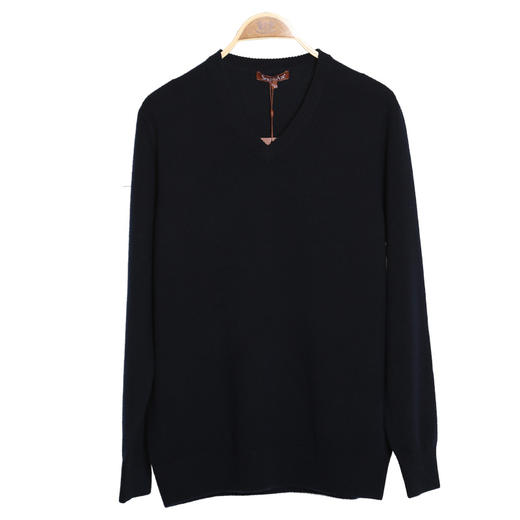 羊绒世家秋冬新款V领男羊绒衫商务休闲套衫宽松薄款鸡心领毛衣男 商品图7