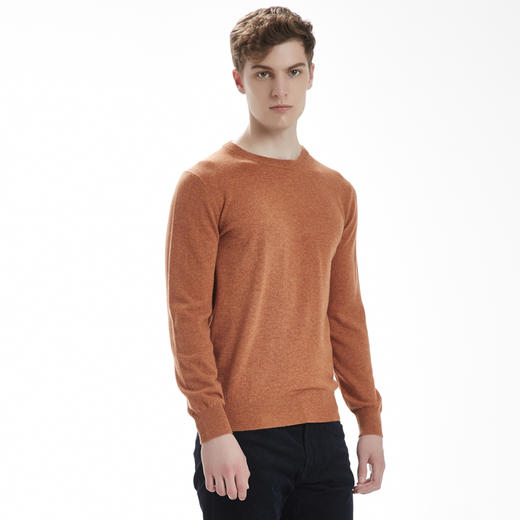 羊绒世家秋冬新款圆领羊绒衫男薄款打底毛衣休闲套头衫纯色针织衫 商品图3
