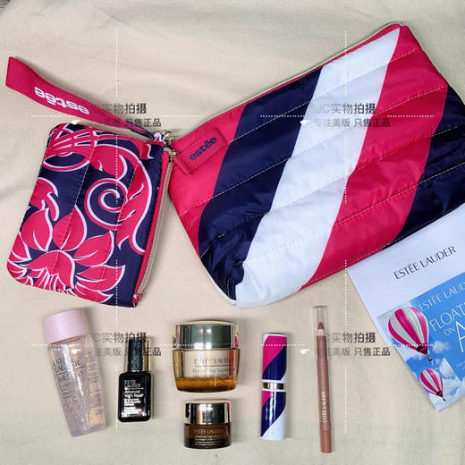 雅诗兰黛秋冬季礼包斜条纹羽绒化妆包收纳包子女包零钱包 商品图2