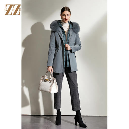 佐尔美2021冬季新品上新 狐毛领羽绒服外套女 E04YH22 商品图1