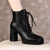 上海旗袍厂TJXY-XF8056    秋冬新款方头粗跟纯色真皮骑士靴防水台舒适百搭短筒靴 商品缩略图5