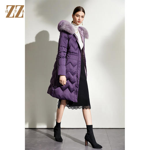佐尔美2021冬季新品上新 时尚保暖狐毛领羽绒服外套女 E04YH18 商品图1