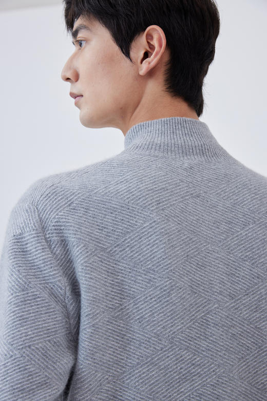 半高领拉链加厚羊绒男开衫 SJF93M203N 商品图6