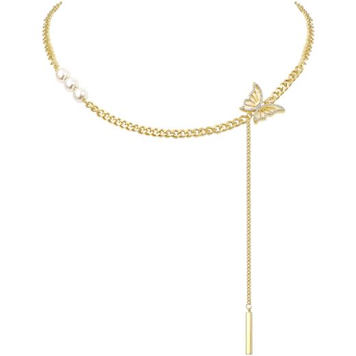 ZEGL蝴蝶项链女轻奢小众ins嘻哈复古卫衣装饰锁骨毛衣链秋冬配饰 商品图6