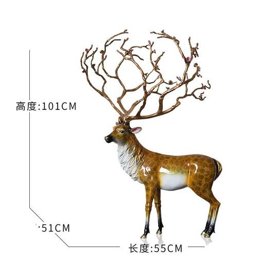 高档 纯铜鹿摆件招财福鹿艺术创意家居客厅电视柜玄关 鹿 轻奢 现代 商品图1