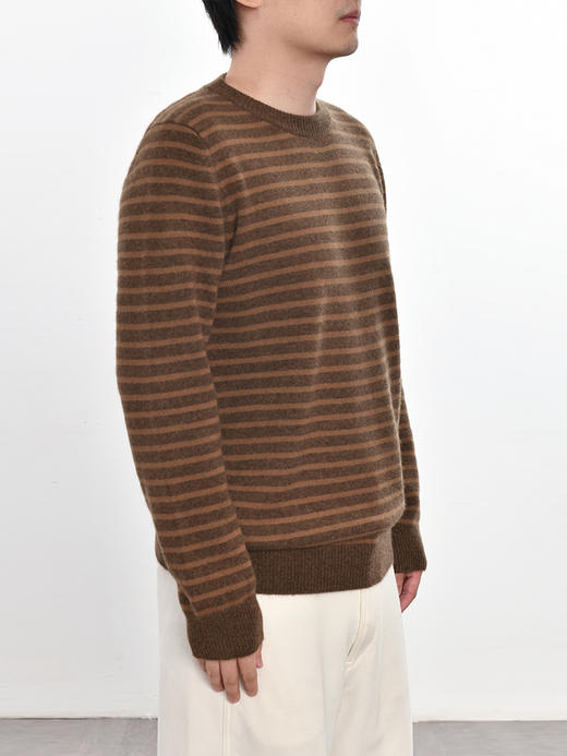 男士2021年新款纯山羊绒圆领加厚条纹套头衫 商品图4