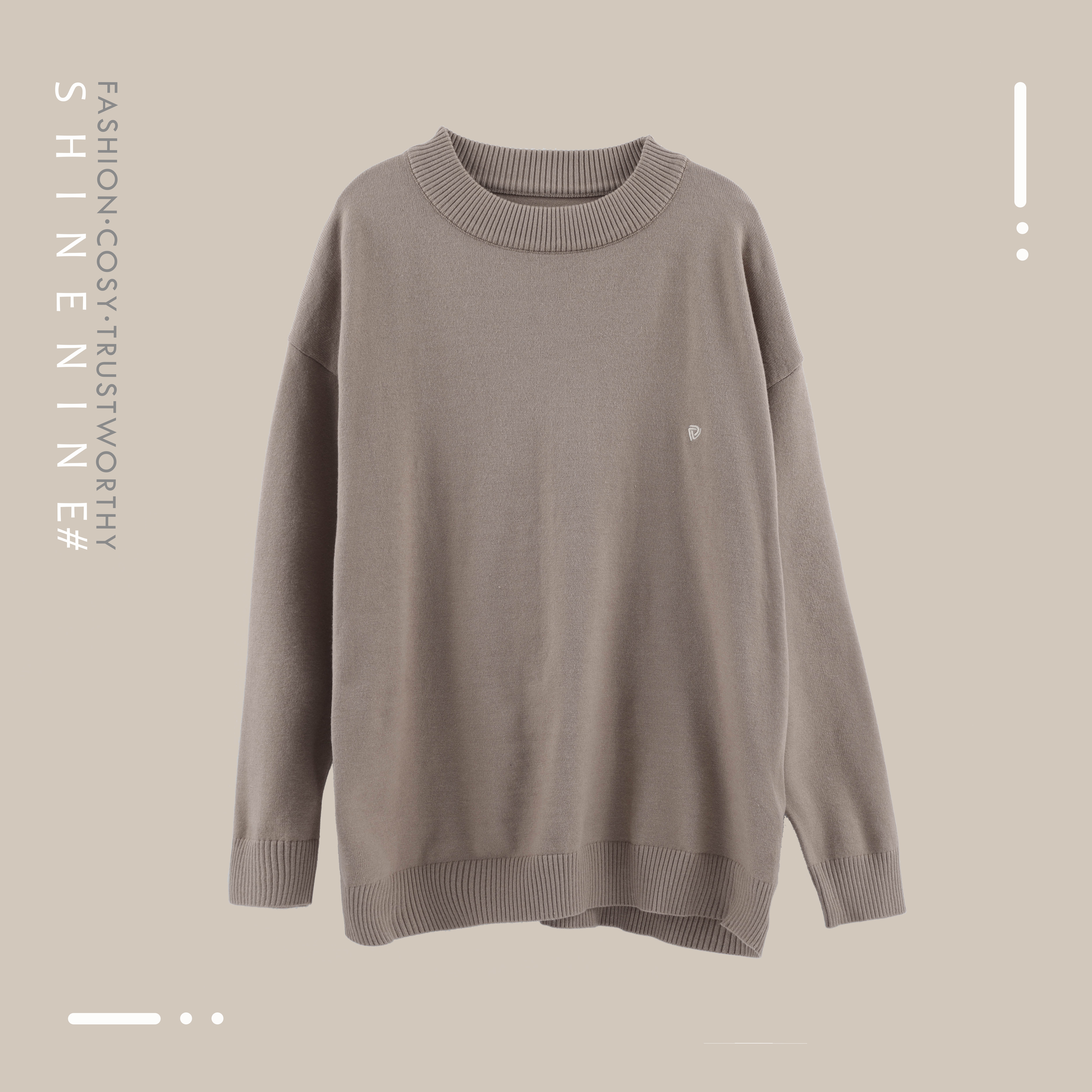 E97184368柔软舒适圆领休闲套头针织衫