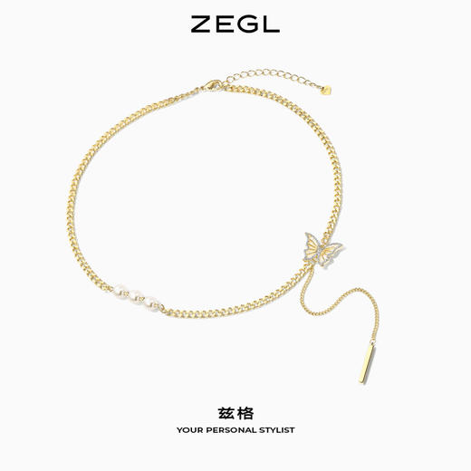 ZEGL蝴蝶项链女轻奢小众ins嘻哈复古卫衣装饰锁骨毛衣链秋冬配饰 商品图1