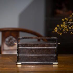 清代 紫檀两撞提梁盒