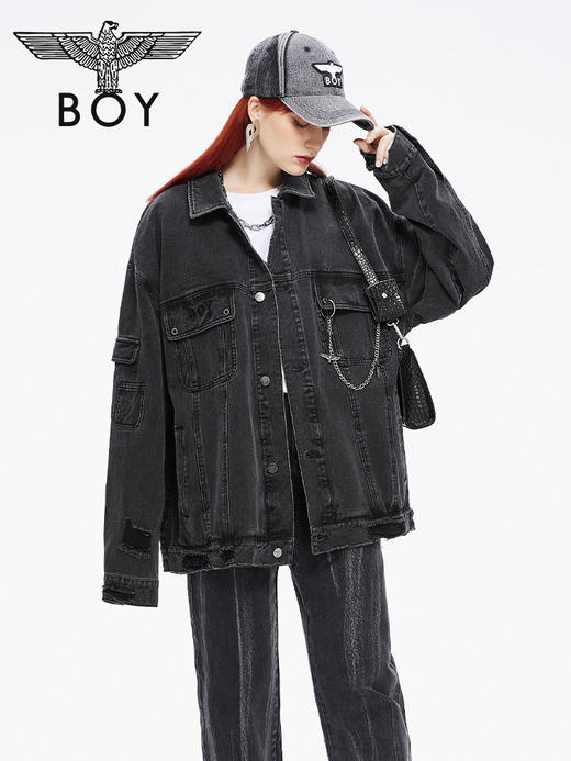 BOY老鹰刺绣潮宽松牛仔外套B213NAZ00803 商品图4