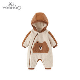 英氏-童衣类（冬）E1连针帽蛤深杏色73CM