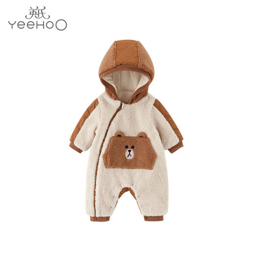 英氏-童衣类（冬）E1连针帽蛤深杏色73CM 商品图0