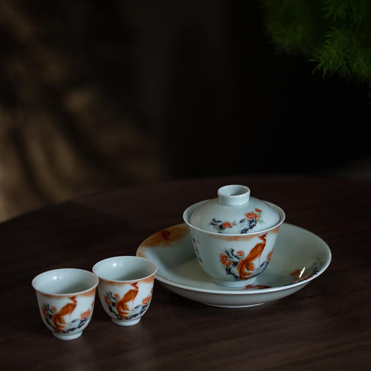 秘影山房/3号盖碗/釉中彩丹鳯朝阳图 140ml 8.9x7.5cm 商品图6