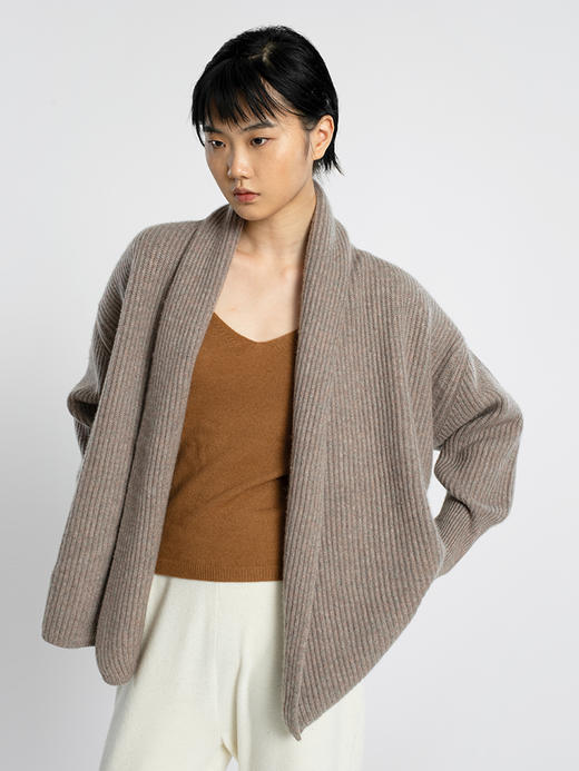 女士2021新款纯山羊绒三股加厚针织开衫 商品图2