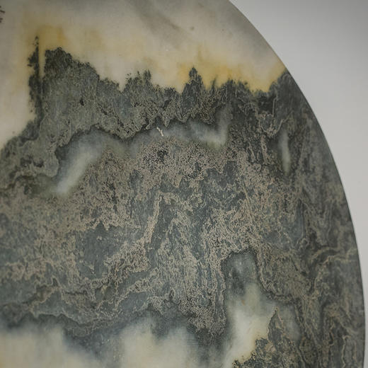 清 苍山云烟诗文圆形云石板 商品图3