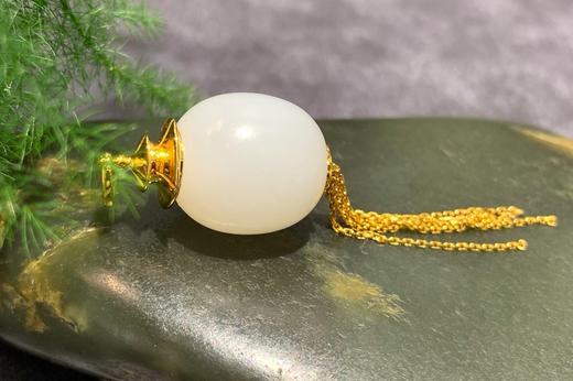 【御珠宫坊】金镶羊脂白玉吊坠 商品图5