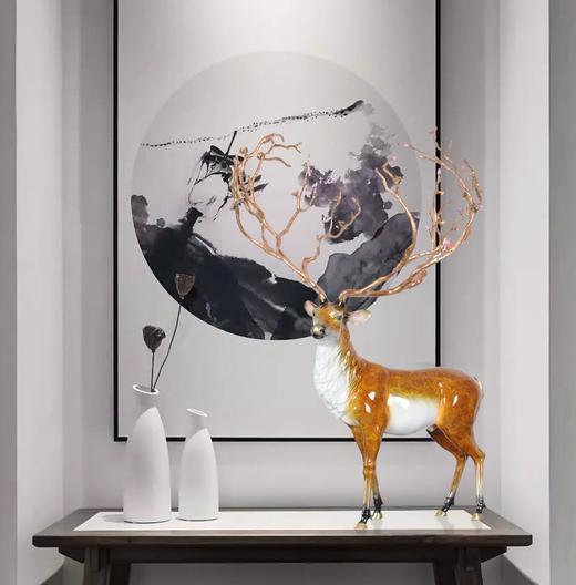 高档 纯铜鹿摆件招财福鹿艺术创意家居客厅电视柜玄关 鹿 轻奢 现代 商品图0