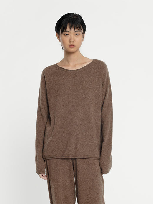 女士2021年新款纯山羊绒圆领插肩袖套头衫 商品图5