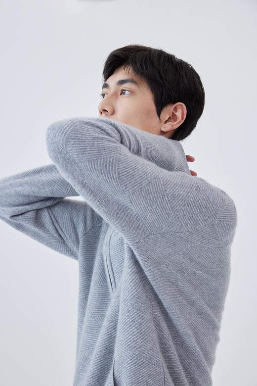 半高领拉链加厚羊绒男开衫 SJF93M203N 商品图5