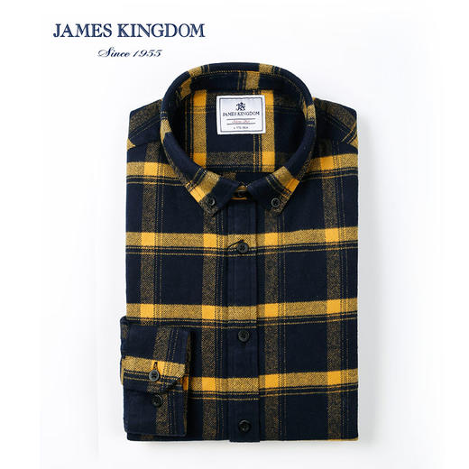 jameskingdom占姆士衬衫男秋冬中青年全棉法兰绒男士格子长袖衬衣 商品图4