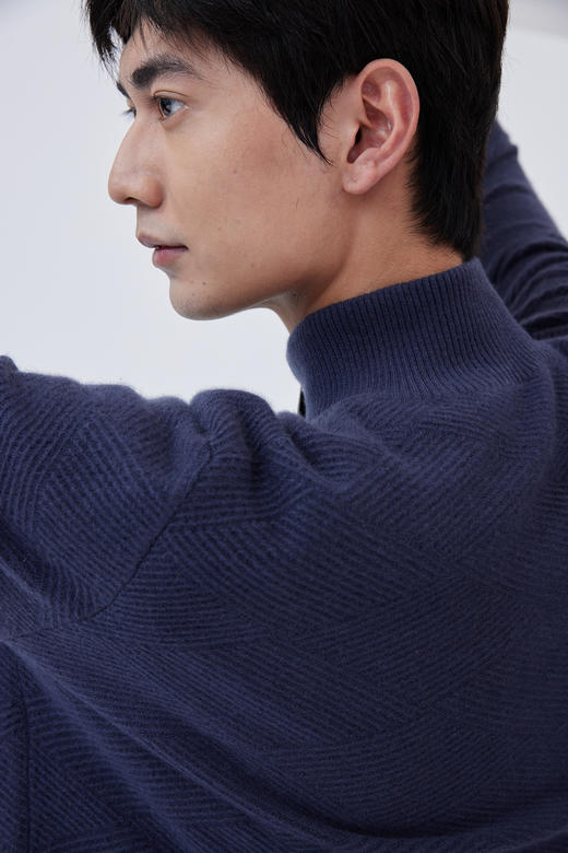 半高领拉链加厚羊绒男开衫 SJF93M203N 商品图1