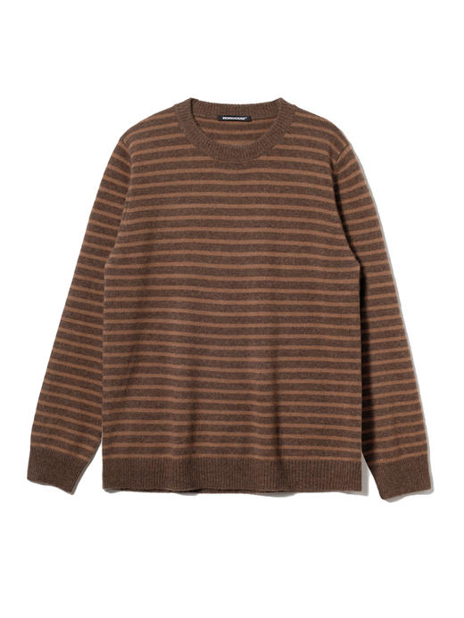 男士2021年新款纯山羊绒圆领加厚条纹套头衫 商品图3