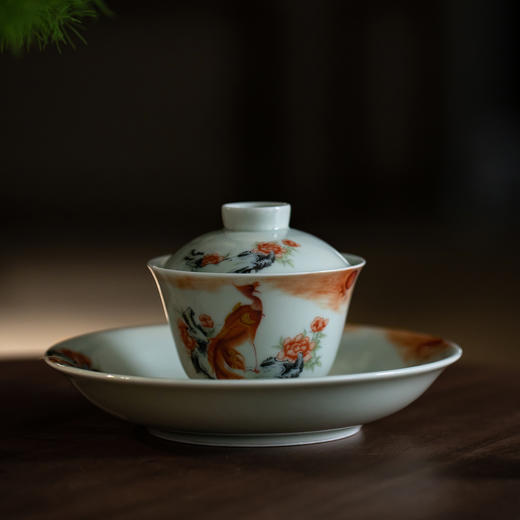 秘影山房/3号盖碗/釉中彩丹鳯朝阳图 140ml 8.9x7.5cm 商品图1