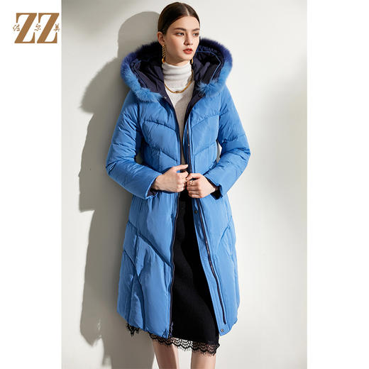 佐尔美2021冬季新品上新 时尚保暖狐毛领羽绒服女 E04YH15 商品图3