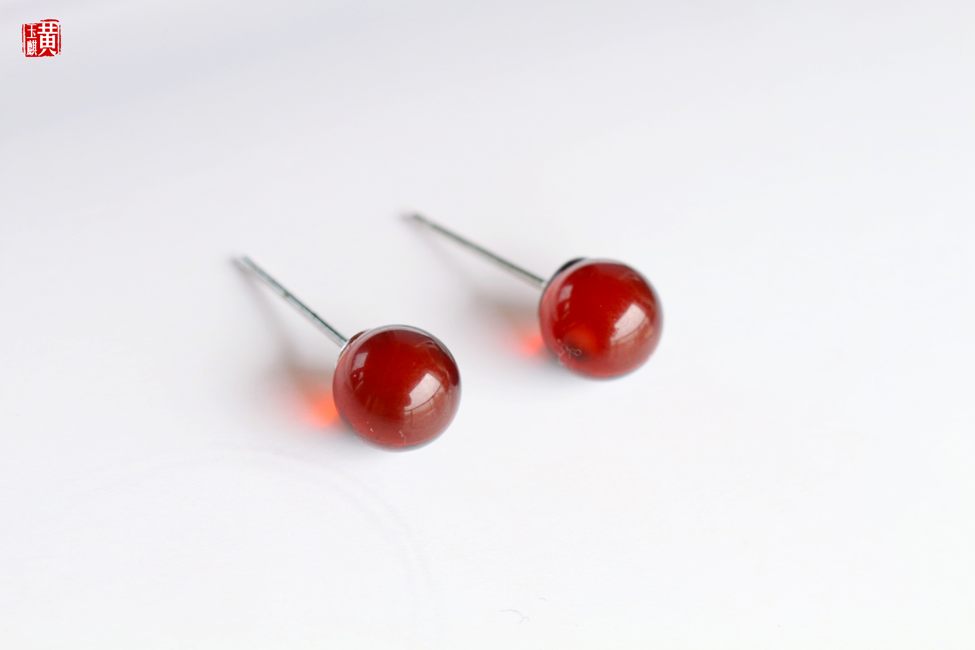 [ 秋澜 ]  天然血珀耳钉 | 如酒醇香， 如意藏福，醒目百搭