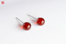 [ 秋澜 ]  天然血珀耳钉 | 如酒醇香， 如意藏福，醒目百搭