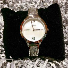 SAGA世家表 女表腕表表带镶钻水晶手表银色