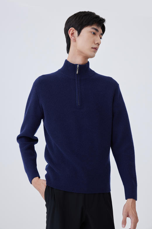 半高领拉链加厚羊绒男套衫 SJF93M202N 商品图0
