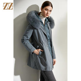 佐尔美2021冬季新品上新 狐毛领羽绒服外套女 E04YH22